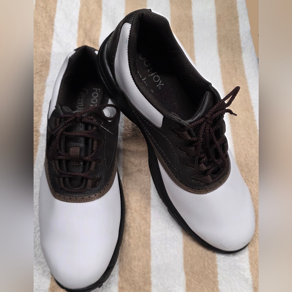 FootJoy Men's White and Brown Golf Shoes Men's Size 10.5